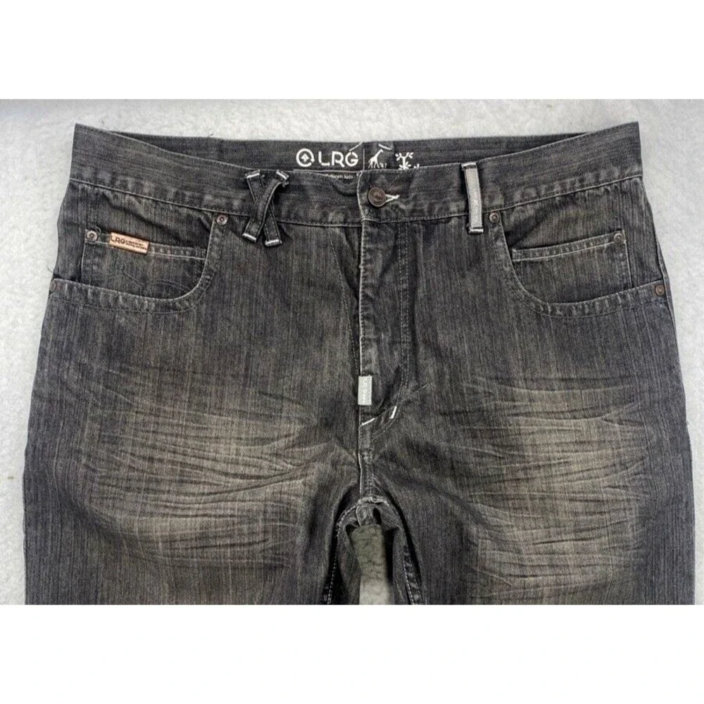 LRG Lifted Research Group Men's 38x34 Black Jeans VTG Y2K Skate Baggy Straight